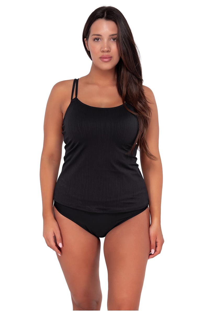 Sunsets Taylor Tankini Swimsuit Top - F Cup, Alternate, color, Black Seagrass Texture