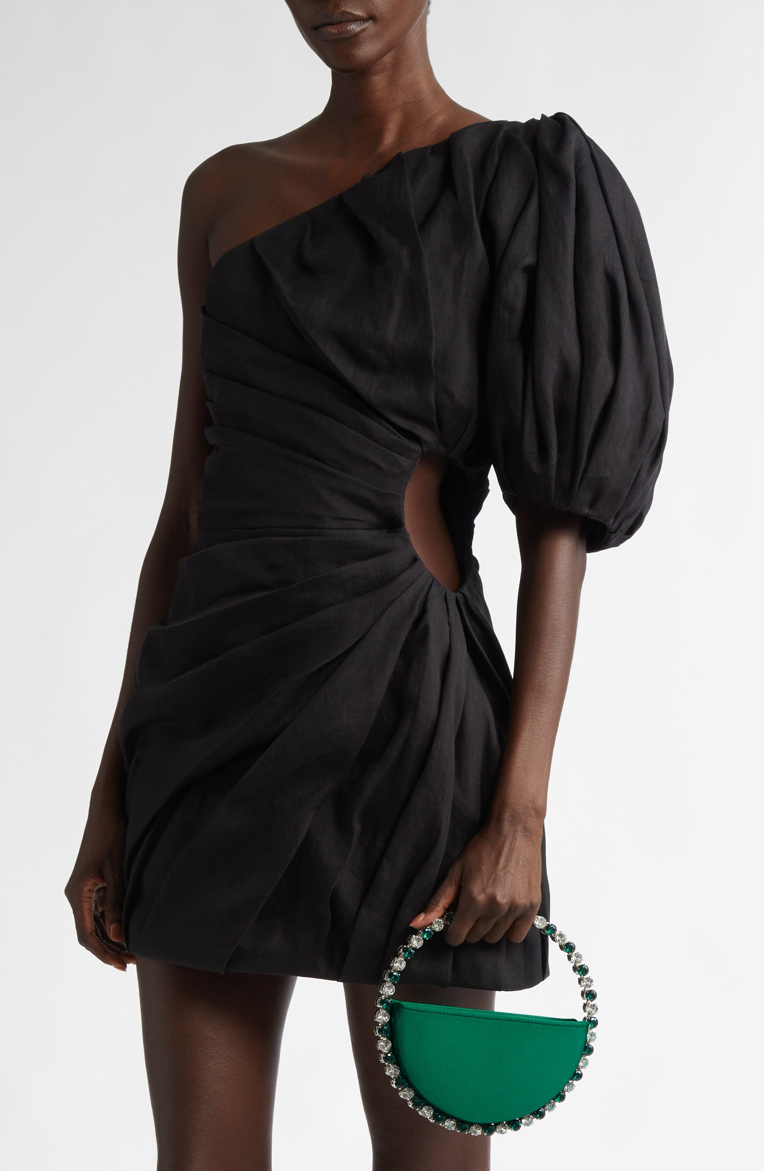 L’alingi Eternity Embellished Satin Clutch, Alternate, color, Emerald Green