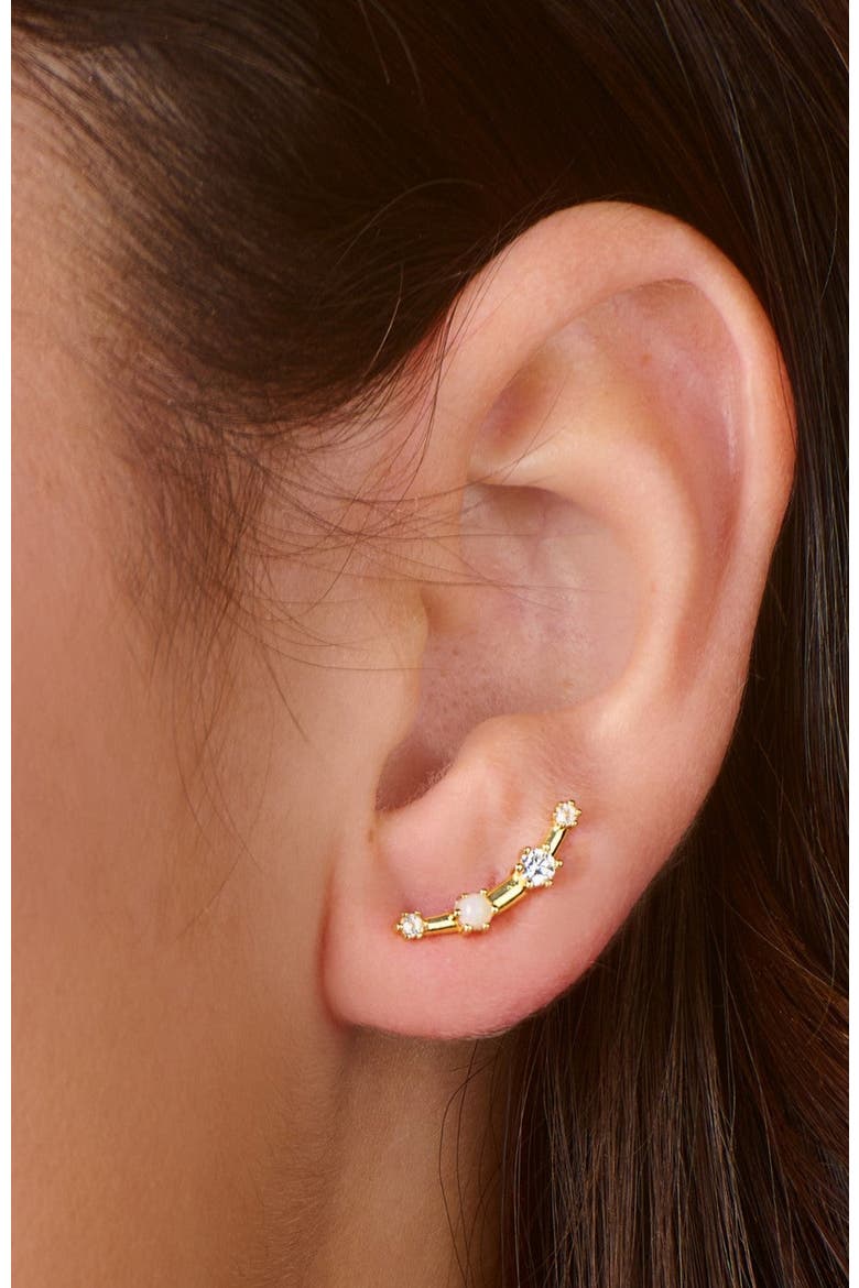 Elara Crawler Earrings, Alternate, color, Gold / White