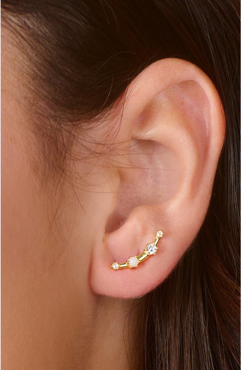 Little Sky Stone Elara Crawler Earrings, Alternate, color, Gold / White