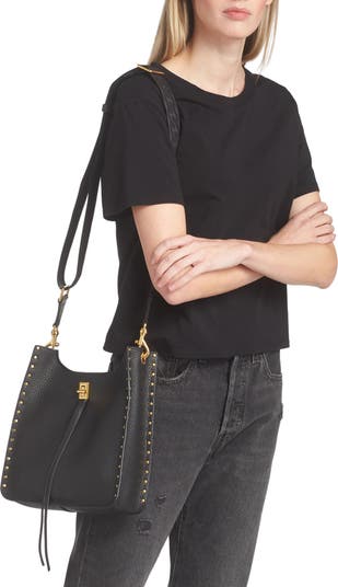 Medium Darren North/South Leather Shoulder Bag