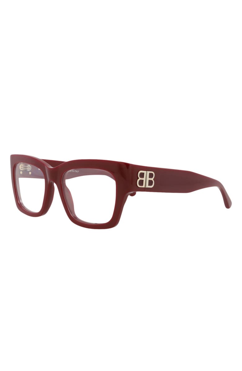 Balenciaga 52mm Square Optical Glasses, Alternate, color,