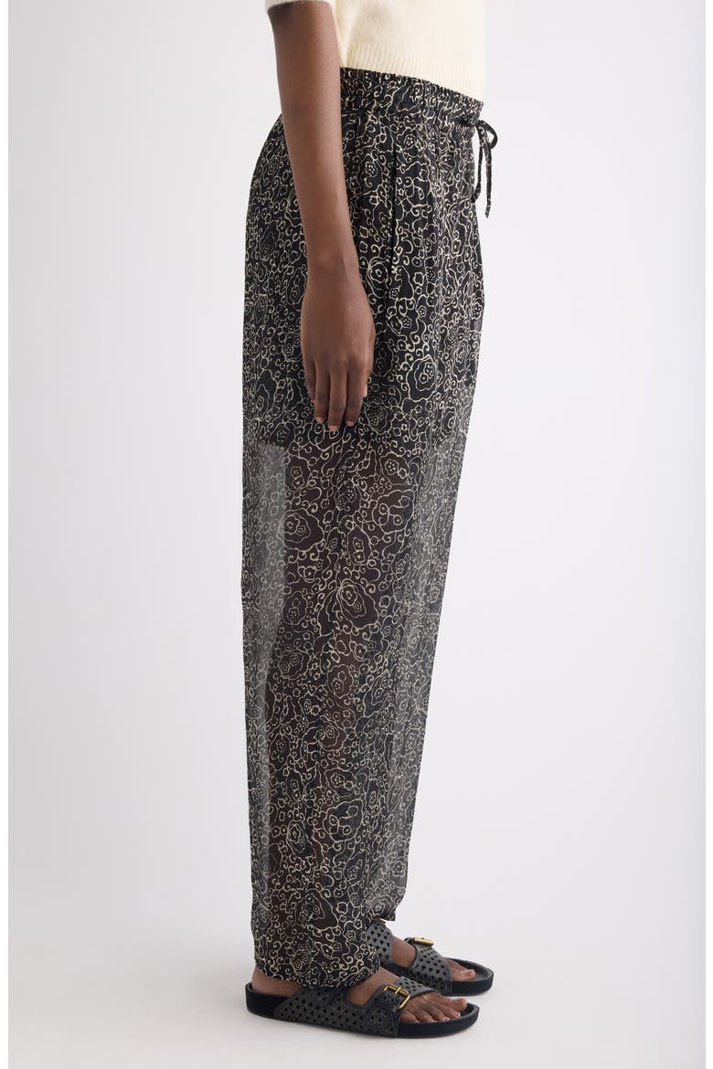 Lydna Print Drawstring Straight Leg Pants, Alternate, color, BLACK/ ECRU