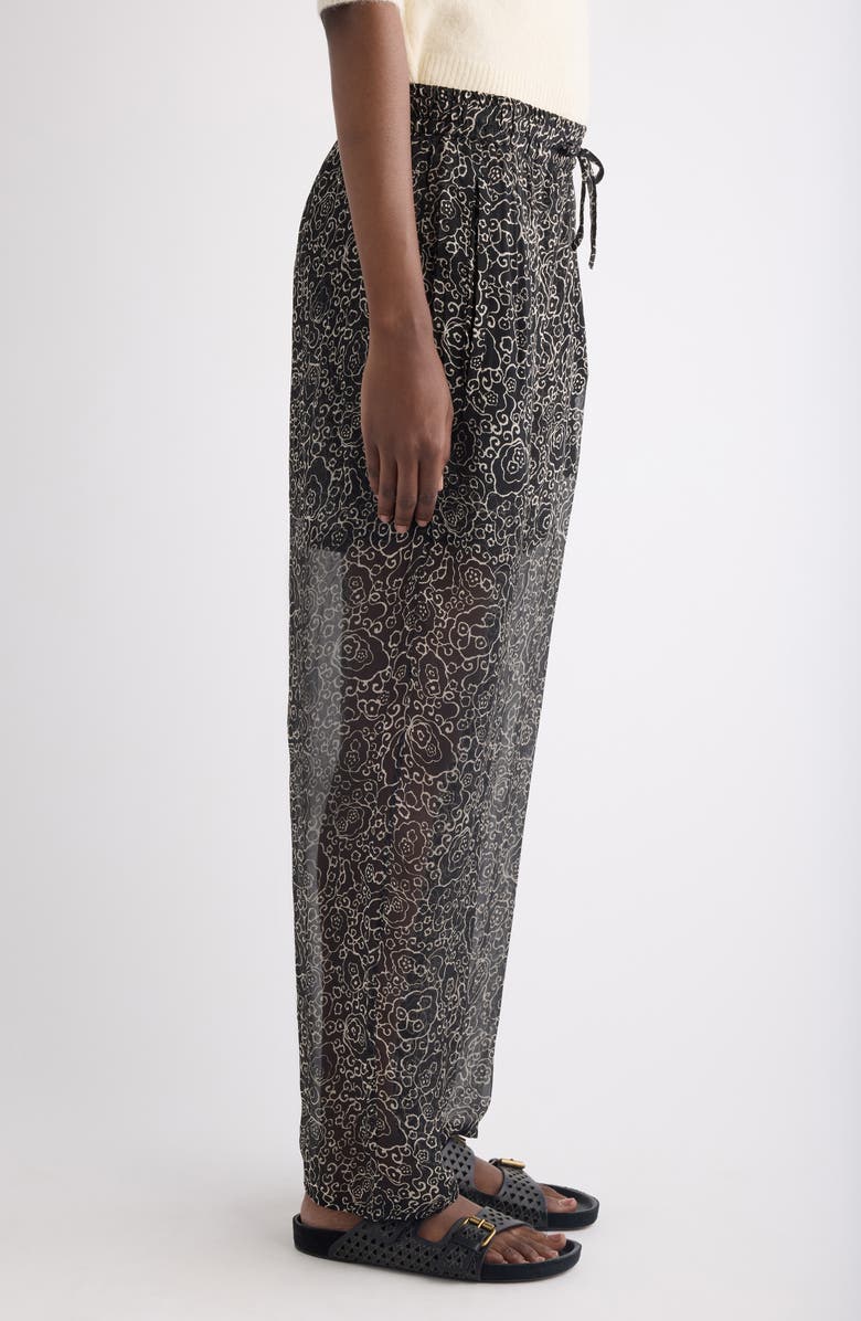 Isabel Marant Étoile Lydna Print Drawstring Straight Leg Pants, Alternate, color, Black/ Ecru