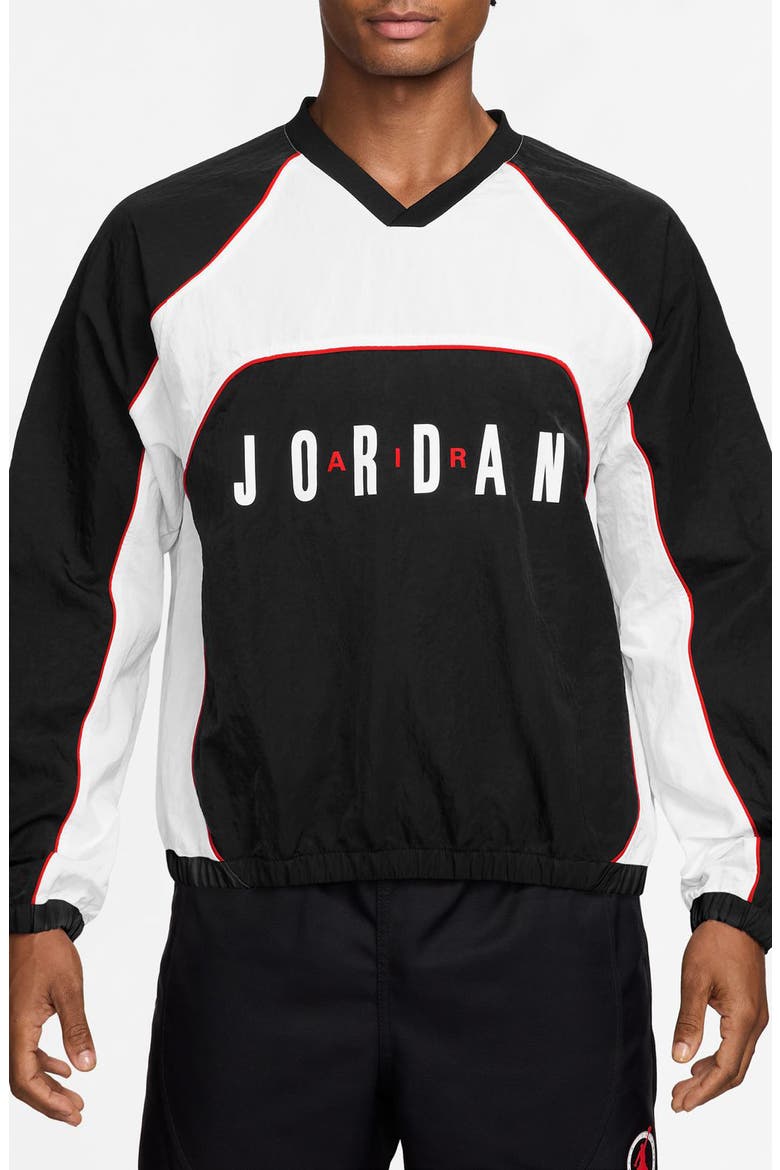 Long Sleeve Warm Up Top, Main, color, BLACK/ WHITE/ CHILE RED