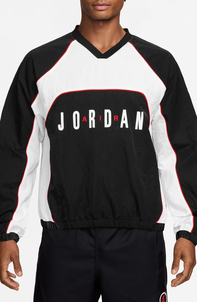 Jordan Long Sleeve Warm Up Top, Main, color, Black/ White/ Chile Red