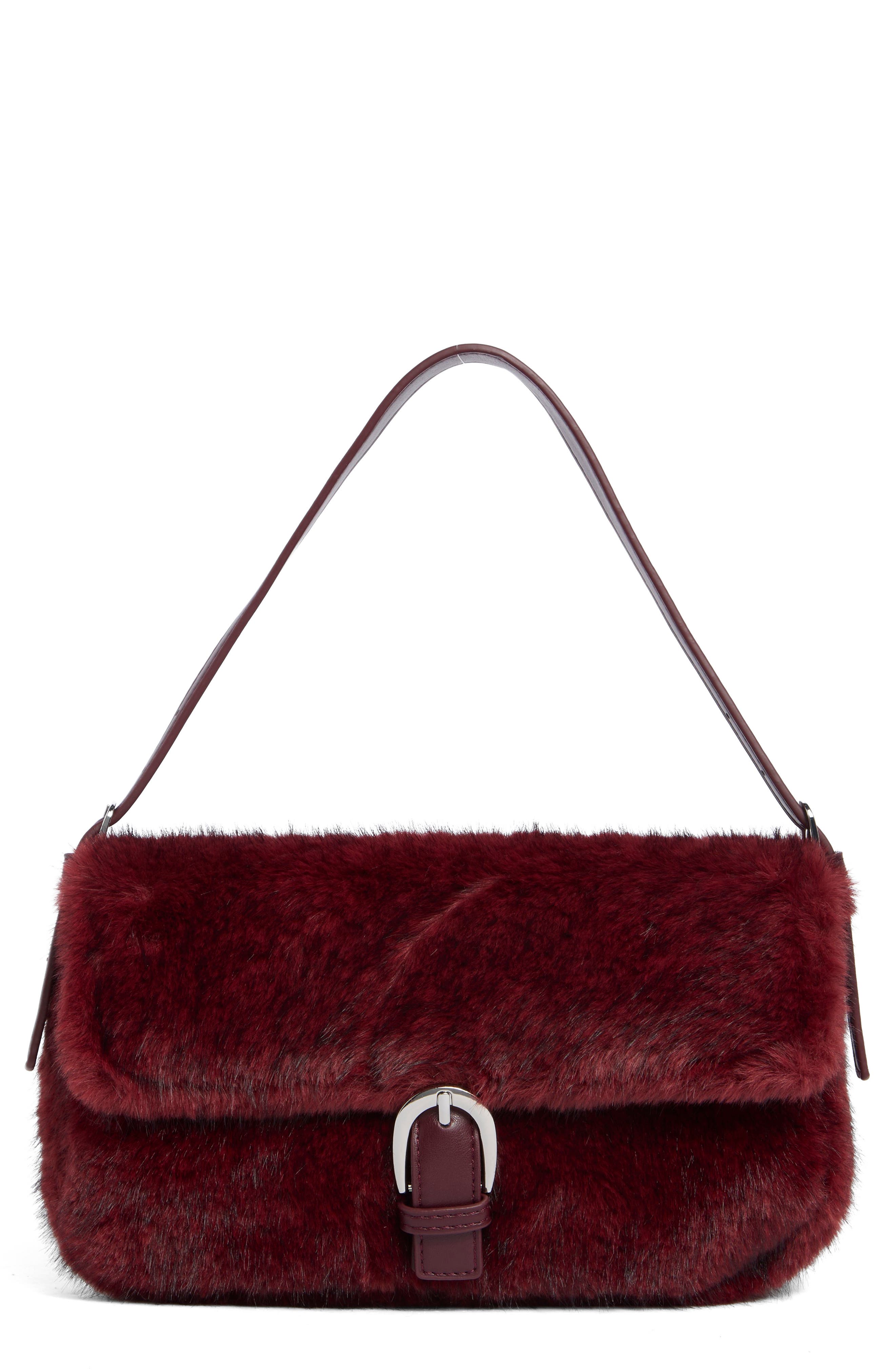 Faux Fur Buckle Shoulder Bag