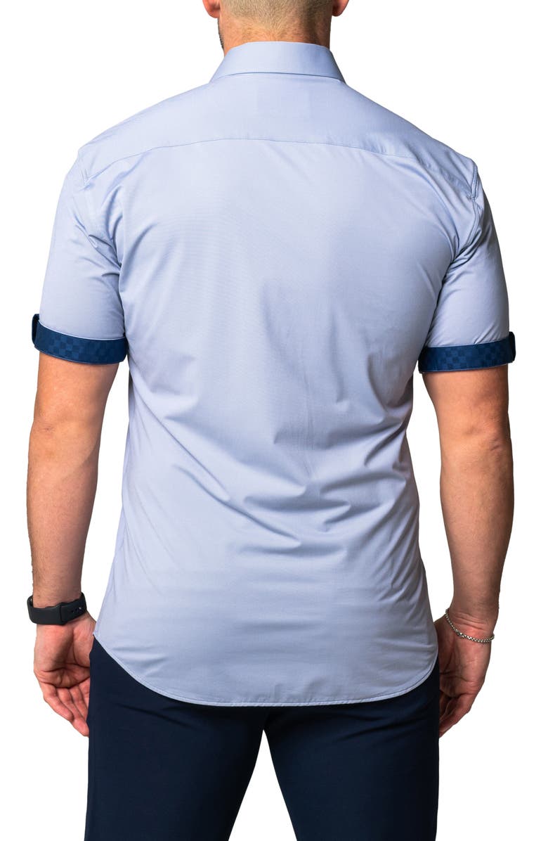 Maceoo Galileo Joli Purple Stretch Short Sleeve Button-Up Shirt, Alternate, color,