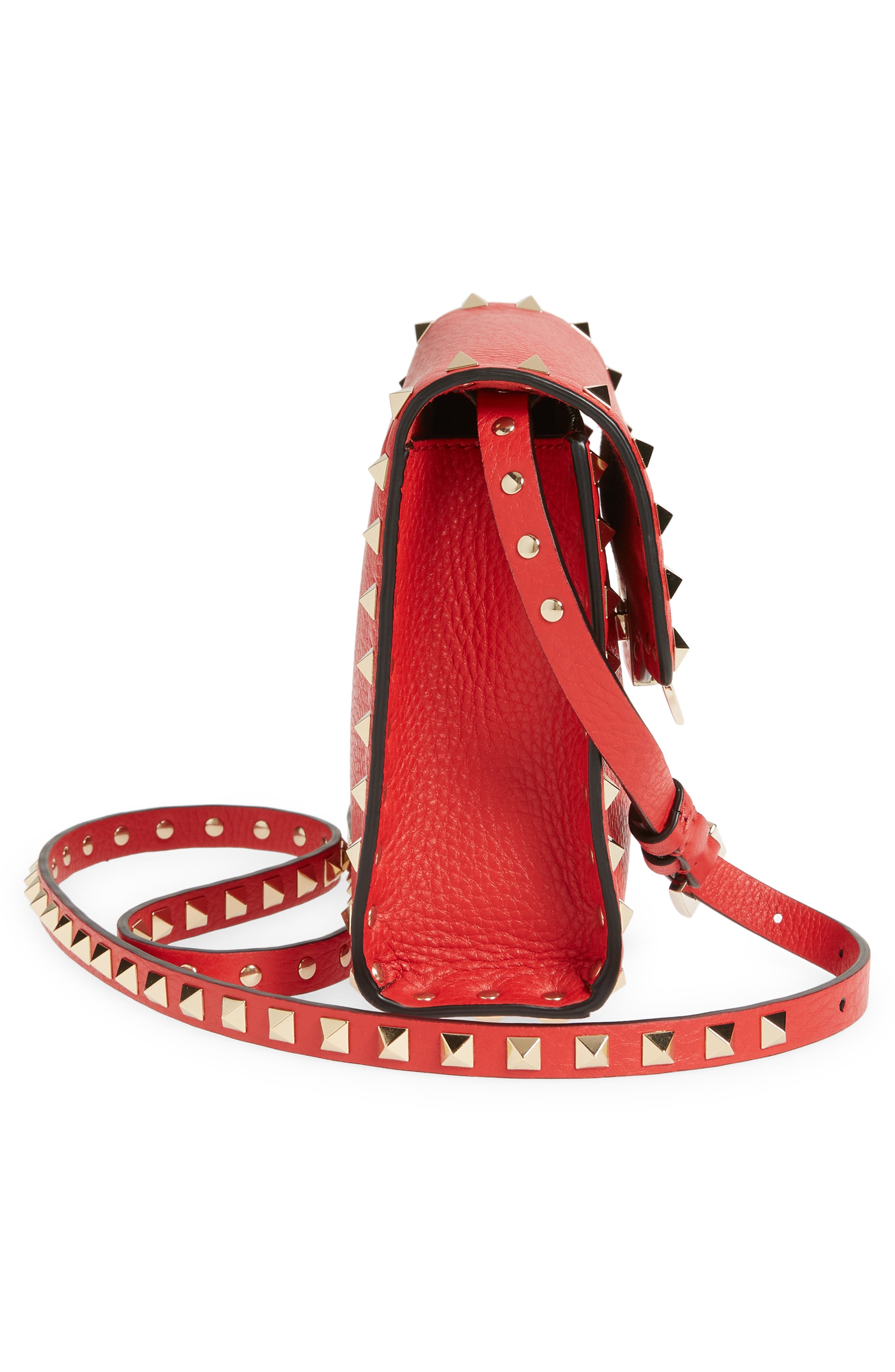 Valentino Garavani Small Rockstud Leather Shoulder Bag, Alternate, color, 