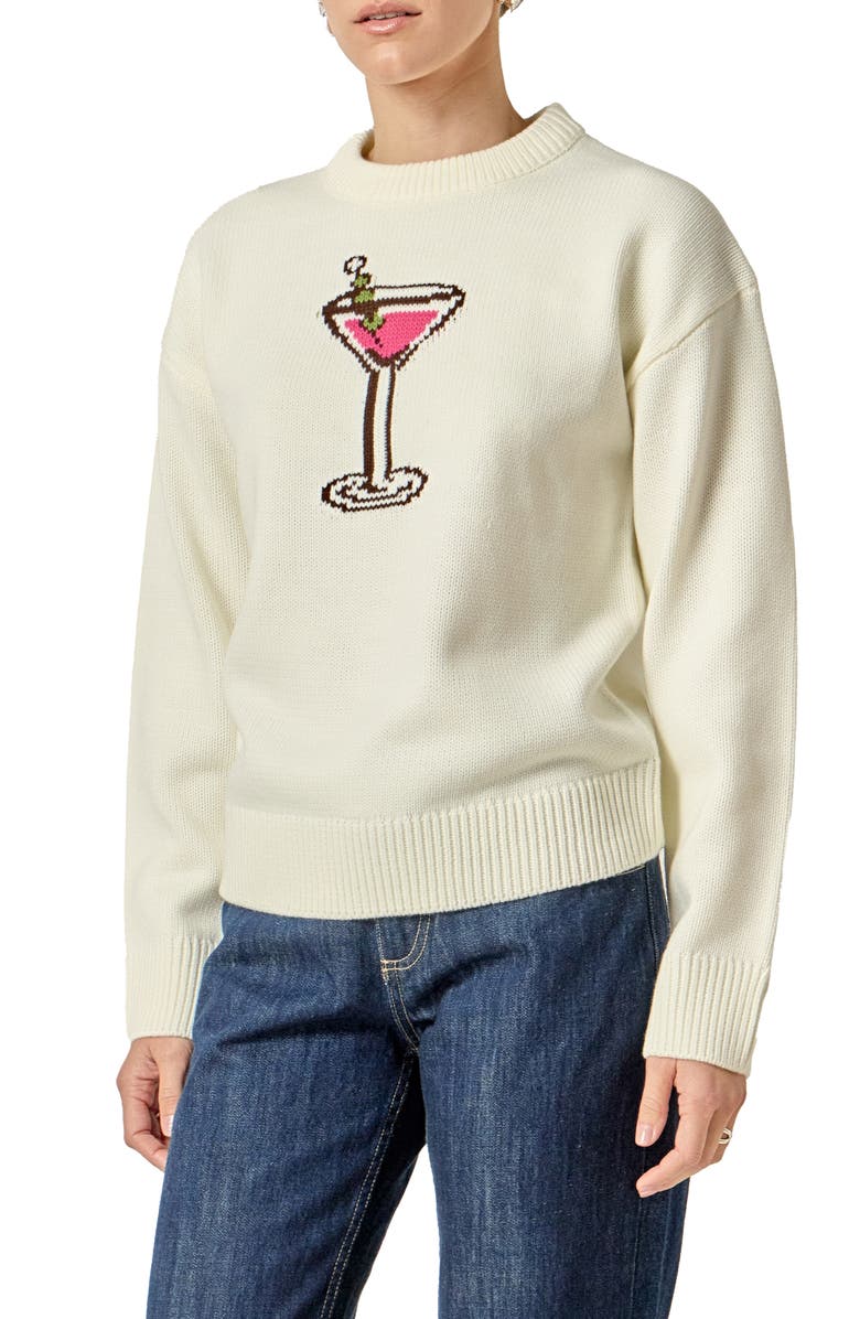 English Factory Cocktail Sweater, Alternate, color, Cream