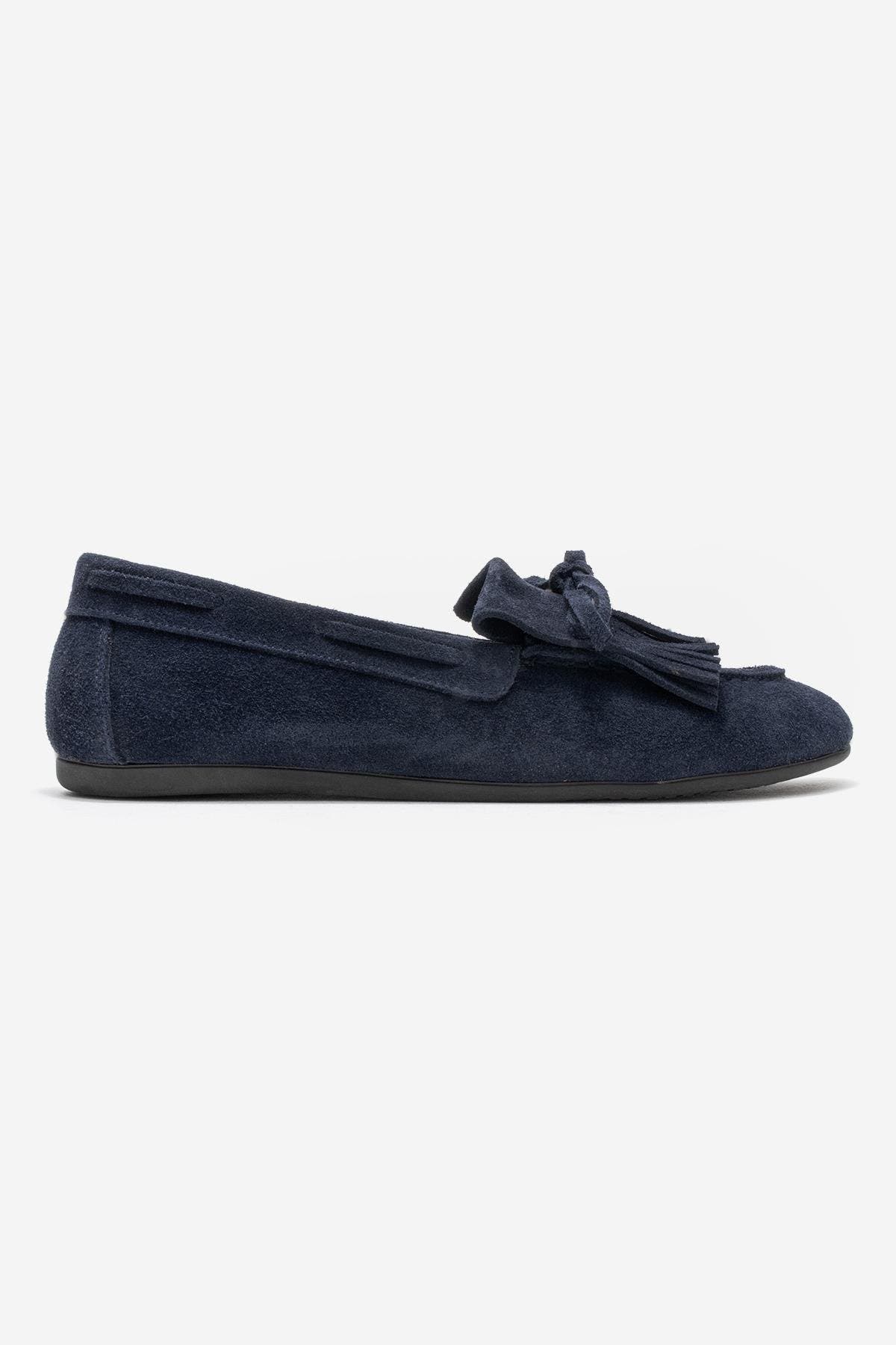 Axeli Leather Tassel Loafer, Alternate, color, Navy Suede Leather