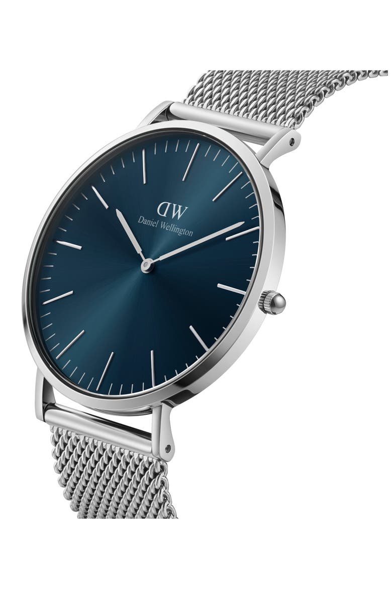 Classic Mesh Strap Watch, 40mm, Alternate, color, SILVER