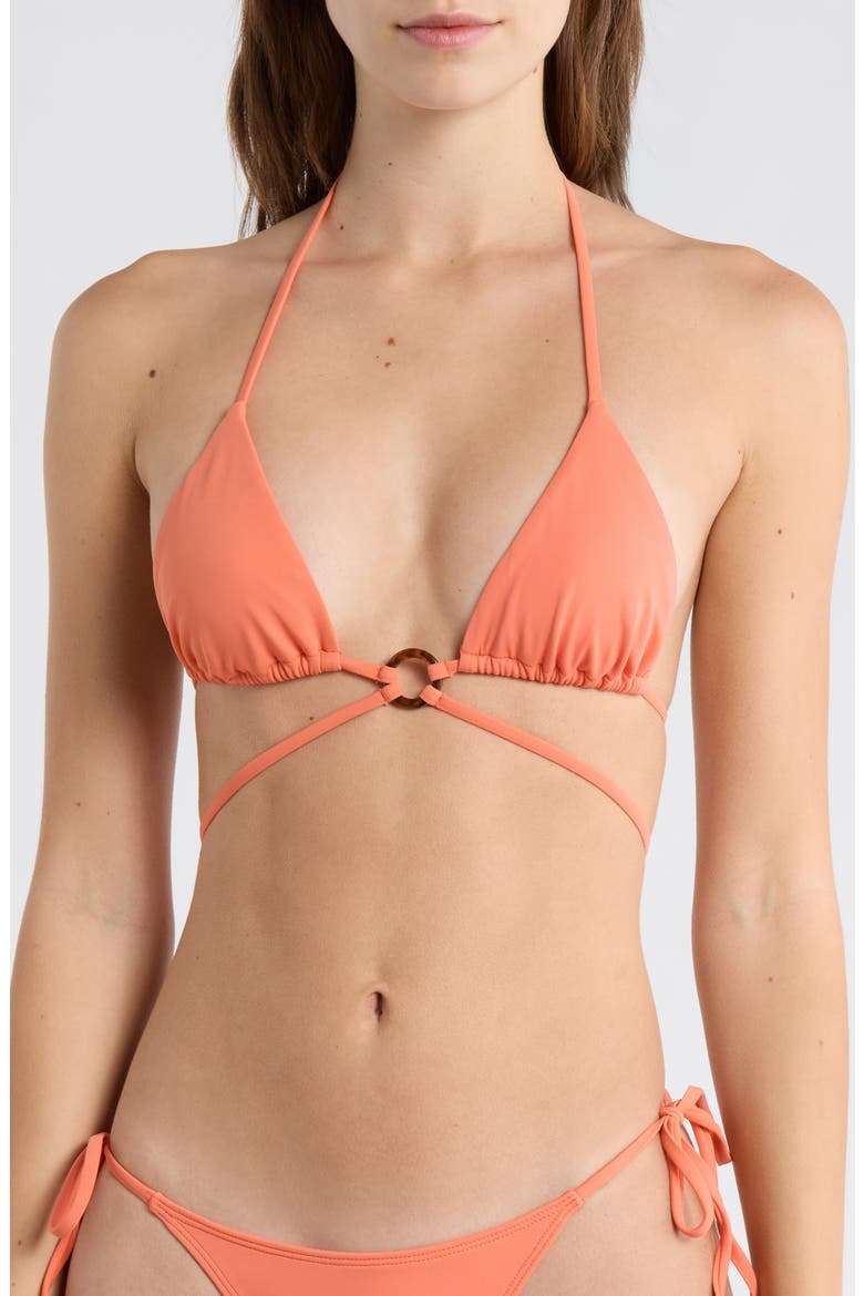 Ari Ring Triangle Bikini Top, Main, color, CORAL