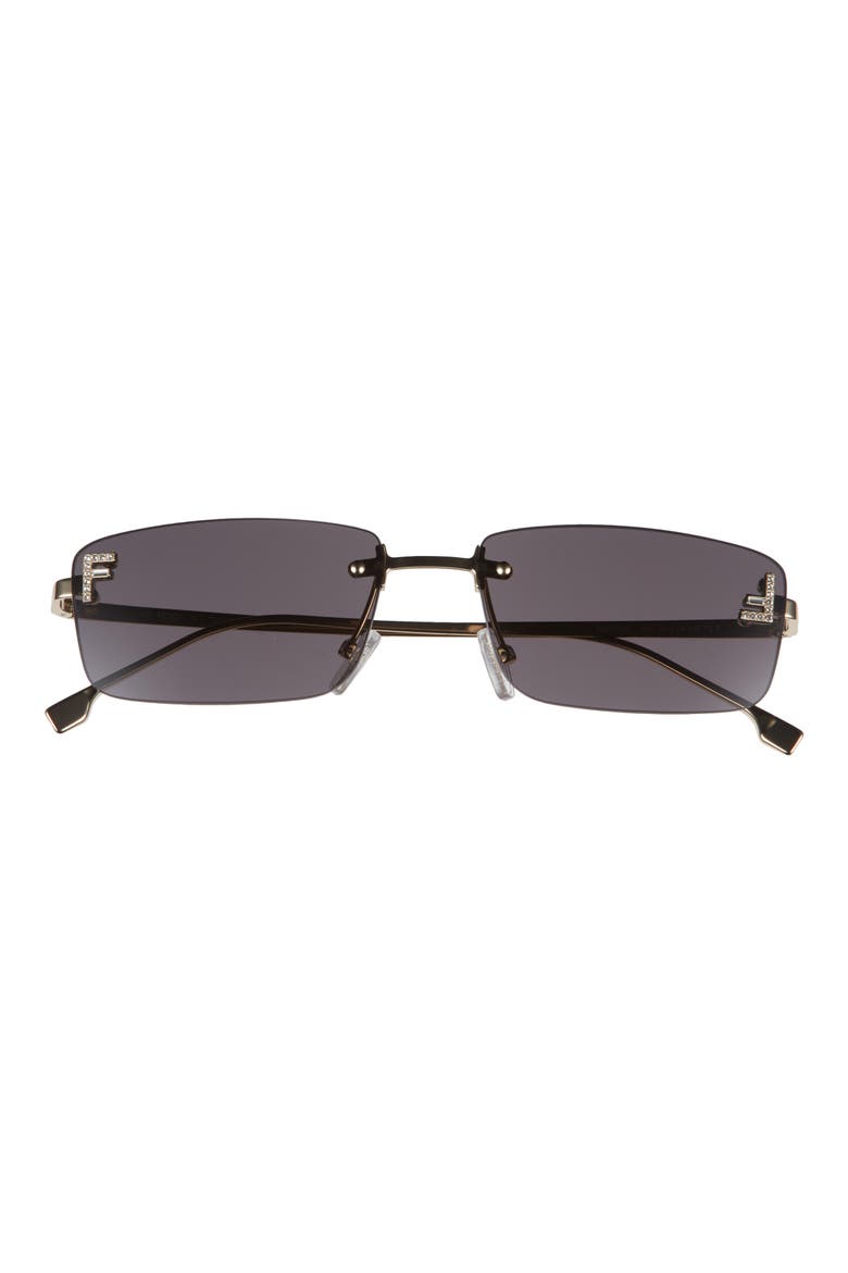 First Rimless Rectangular Sunglasses, Main, color, GOLD / SMOKE