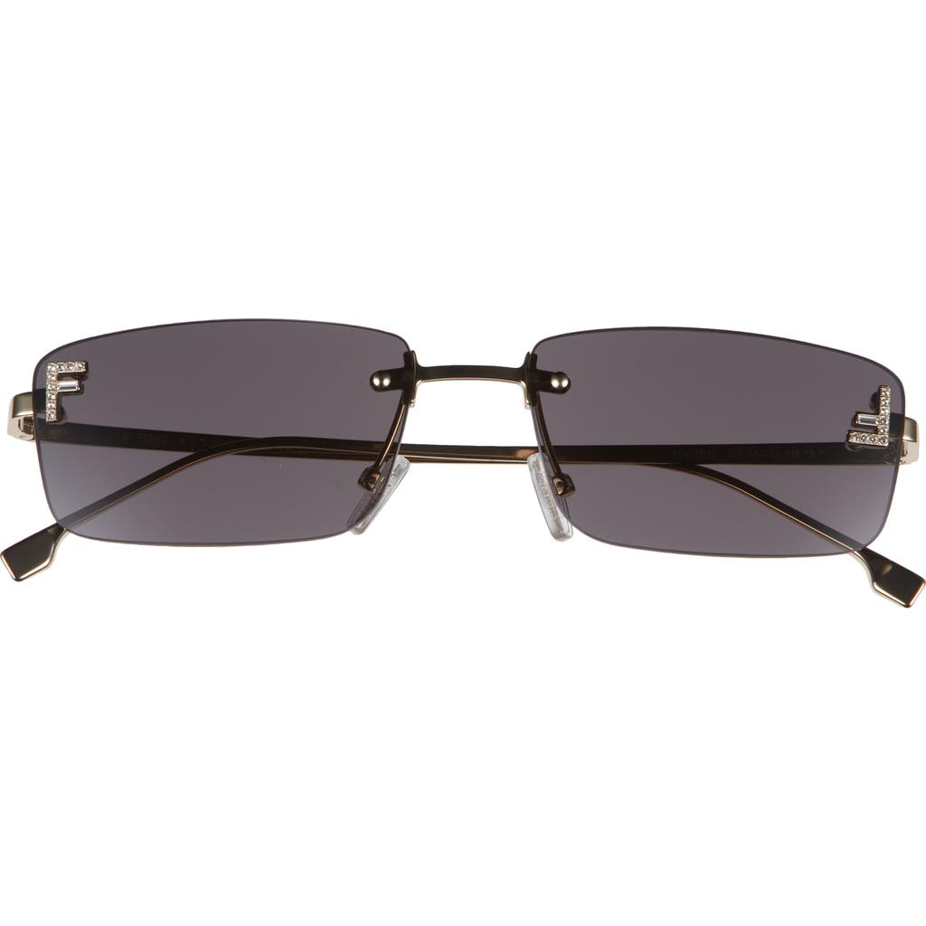 Fendi First Rimless Rectangular Sunglasses In Gold/smoke
