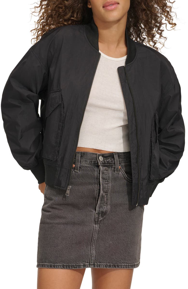 Levi's<sup>®</sup> Techy Nylon Bomber Jacket, Main, color, Black