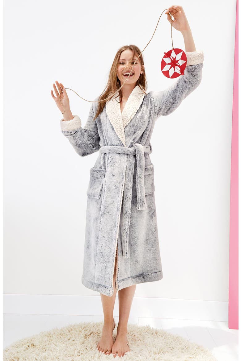 Frosted Plush Robe, Alternate, color, BROWN