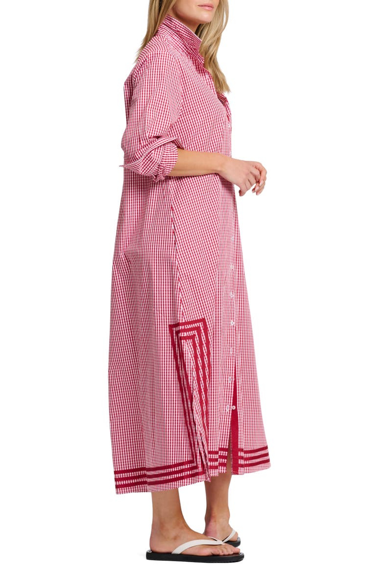 Pippa A-Line Gingham Shirtdress, Alternate, color, DARK RED