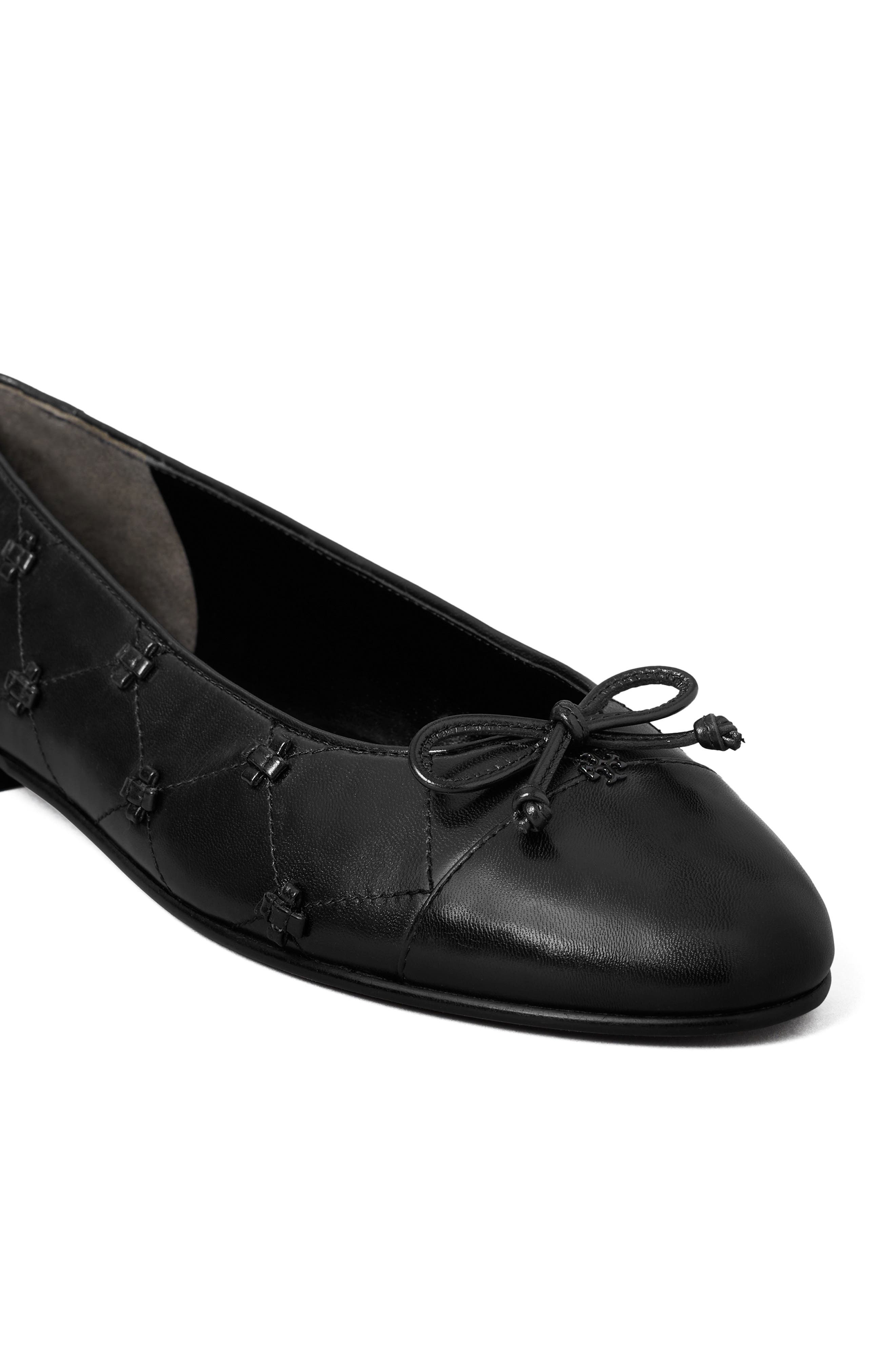 Cap Toe Bunny Knot Ballet Flat, Alternate, color, PERFECT BLACK / PERFECT BLACK