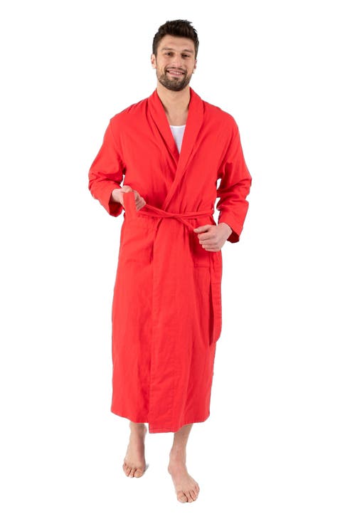 Men's Flannel Robe, 100% Cotton