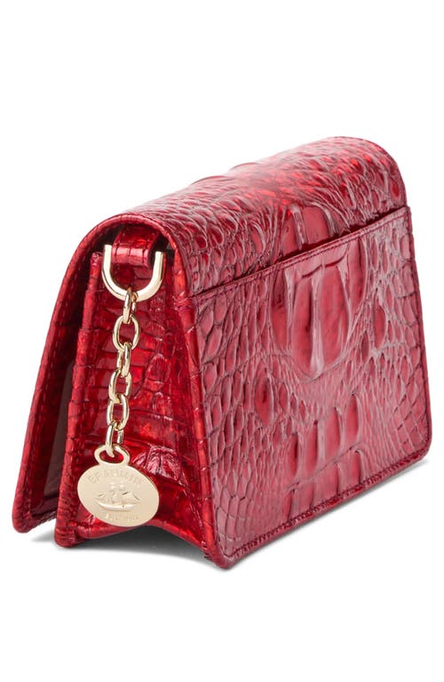 Brahmin Minuette Croc Embossed Leather Crossbody Bag In Red