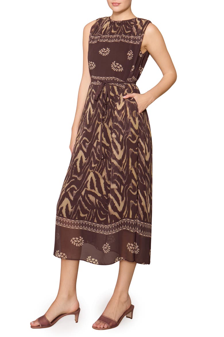 Mixed Print Sleeveless Woven Dress, Alternate, color, FADED BLACK TAUPE MULTI
