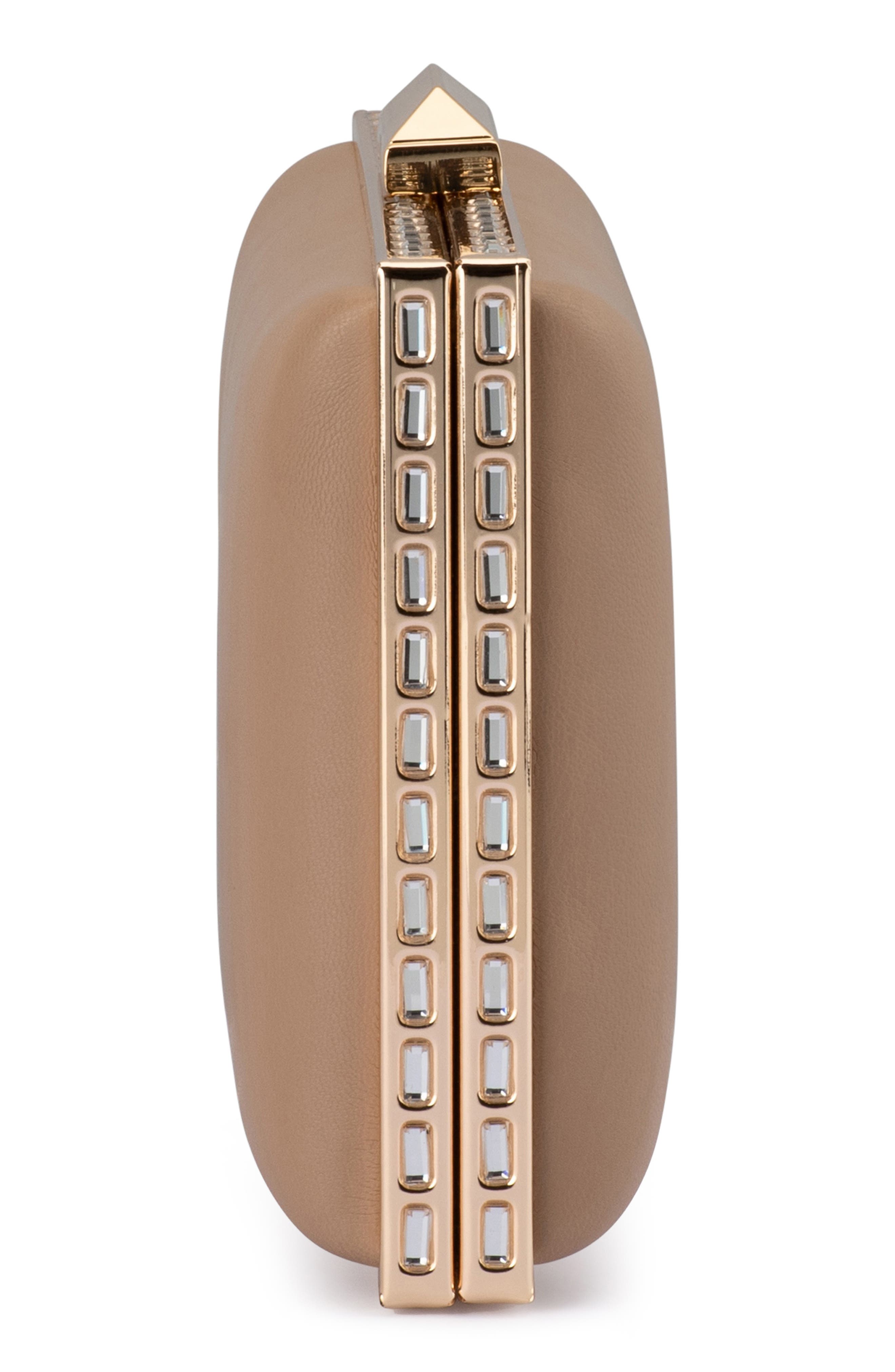Olga Berg Sammi Crystal Frame Clutch, Alternate, color, Natural
