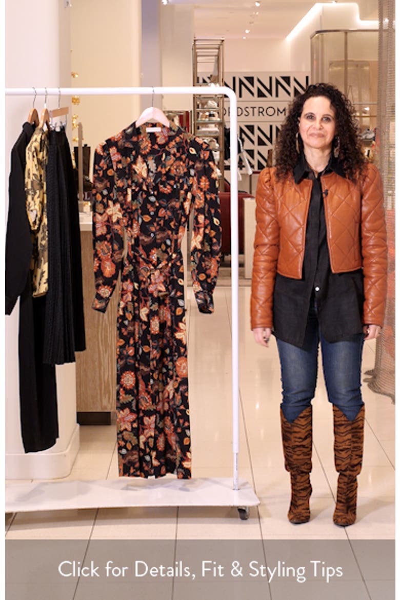 Giselle Floral Long Sleeve Silk Shirtdress video