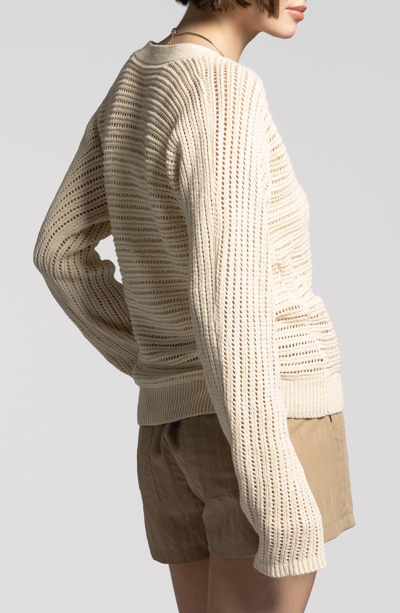 WEEKEND LOS ANGELES Lisette Linen & Cotton Cardigan, Alternate, color, Bone