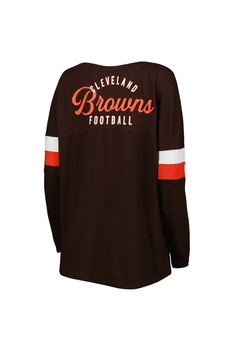 Women's New Era  Brown Cleveland Browns Athletic Varsity Lightweight Lace-Up Long Sleeve T-Shirt, Alternate, color, Brown