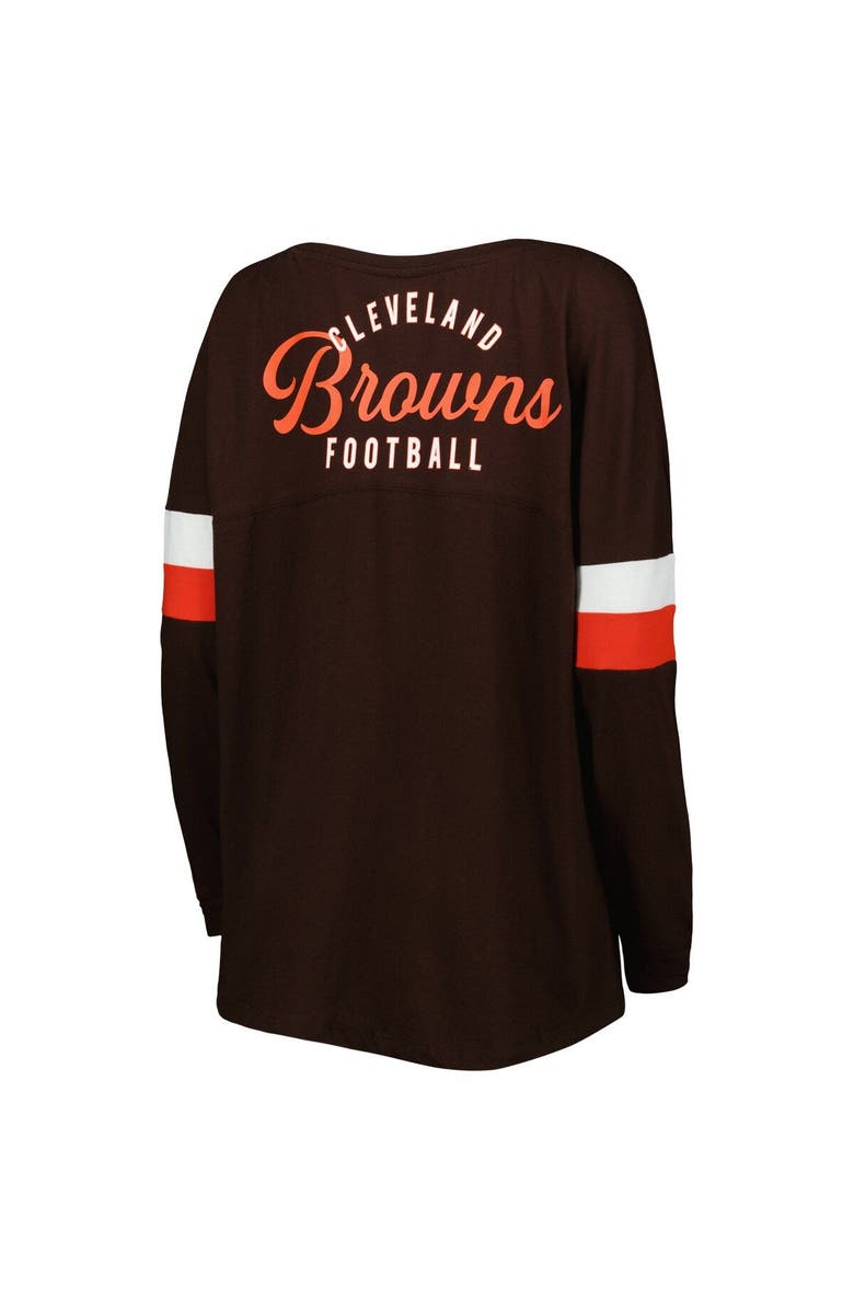 New Era Women's New Era Brown Cleveland Browns Athletic Varsity Lightweight Lace-Up Long Sleeve T-Shirt, Alternate, color, Brown