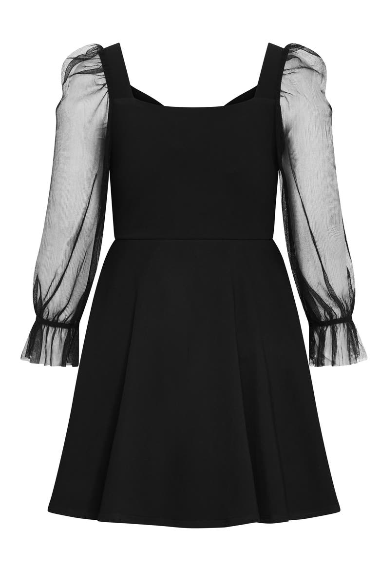 Alannah Long Sleeve Minidress, Alternate, color, BLACK