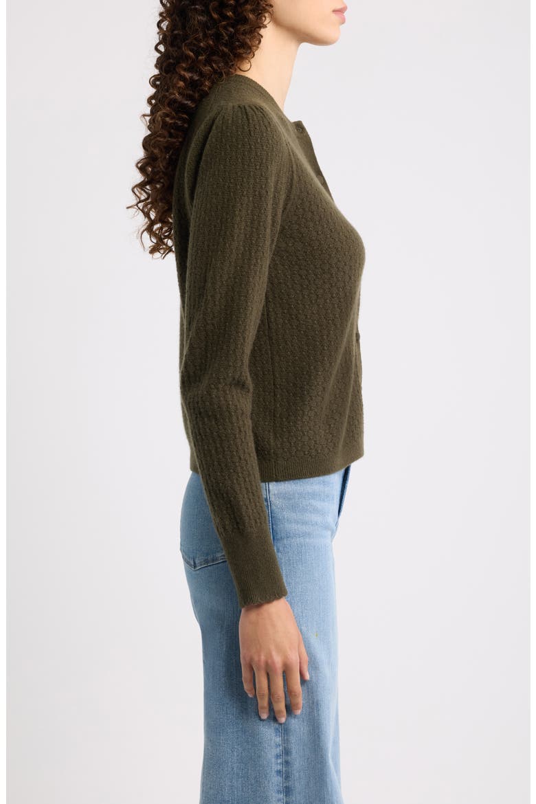 The Honeycomb Cashmere Cardigan, Alternate, color, DEEP OLIVE