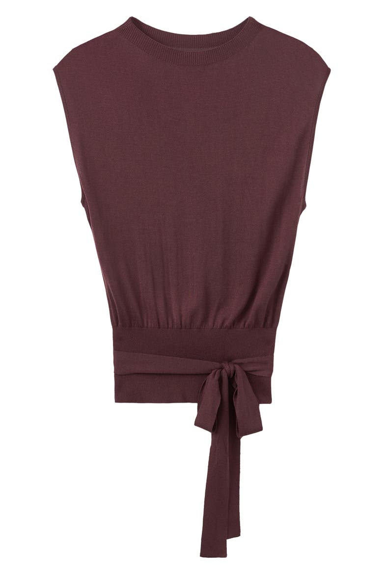 Belted Sweater Vest, Alternate, color, BURGUNDY