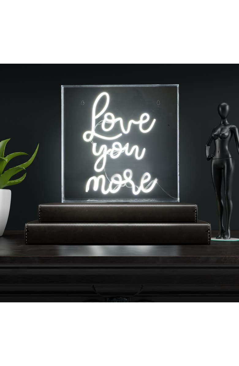 JONATHAN Y Love Square Contemporary Glam Acrylic Box USB Operated LED Neon Light, Alternate, color, White