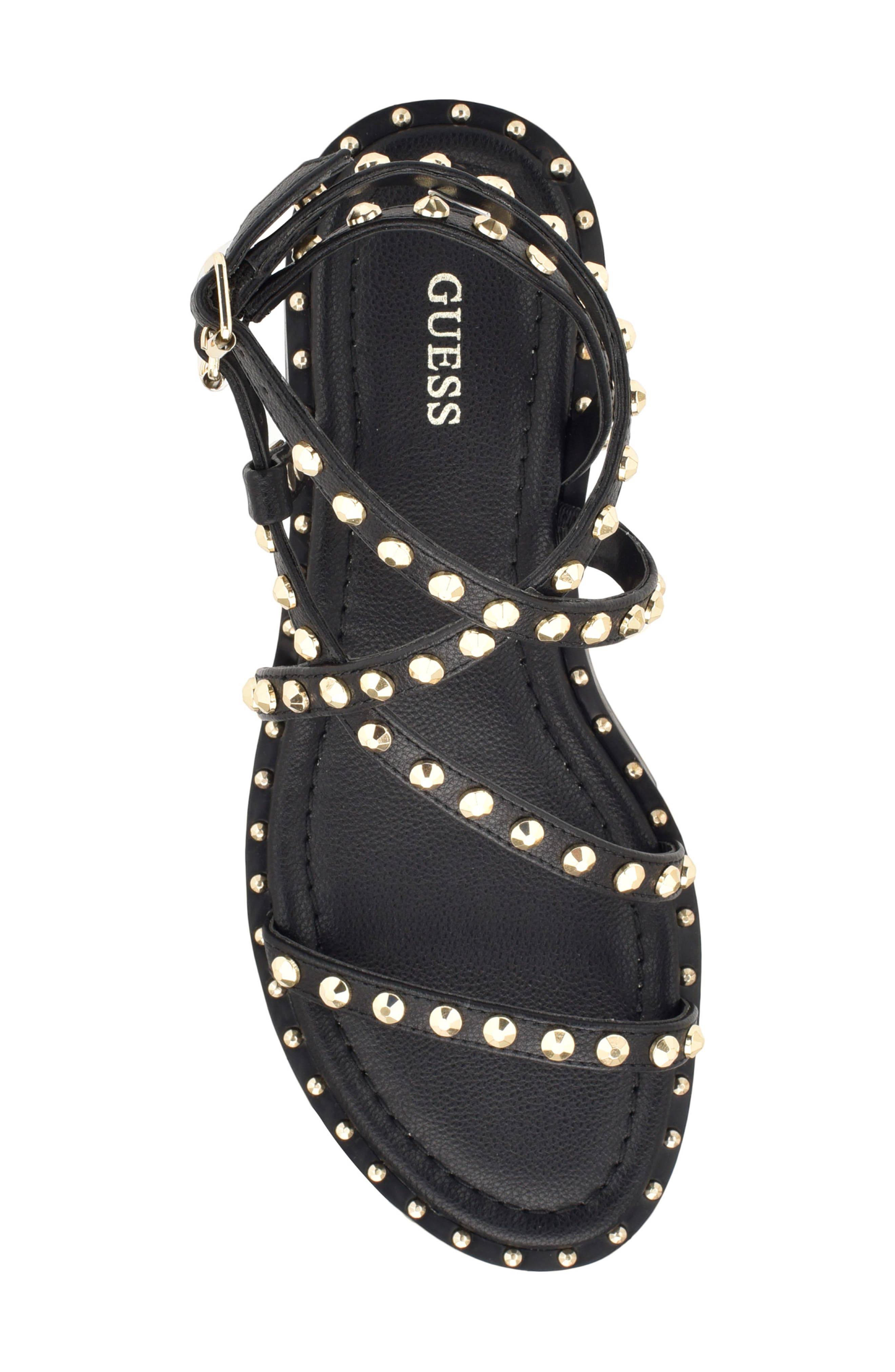 GUESS Yamara Studded Gladiator Sandal, Alternate, color, Black 001