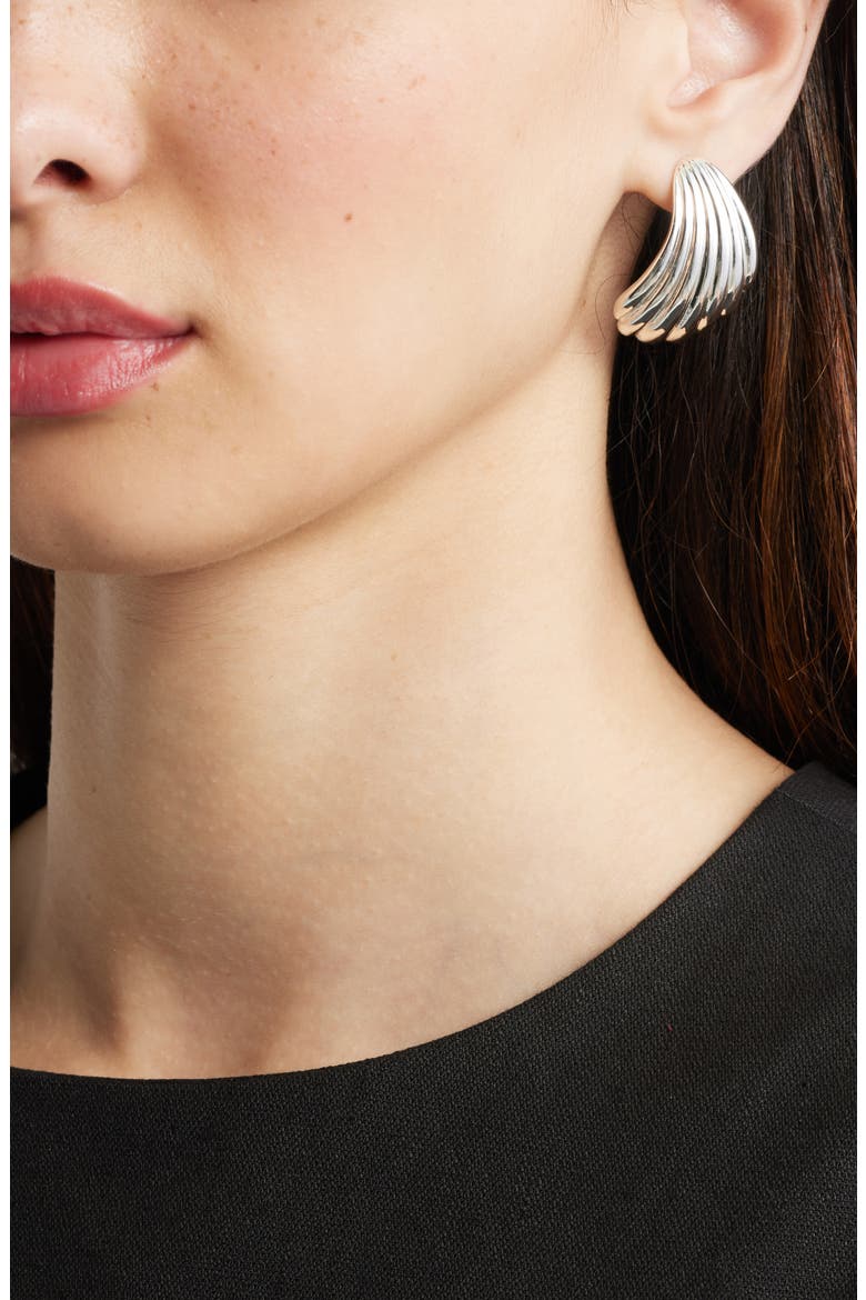 Shell Post Earrings, Alternate, color, SILVER