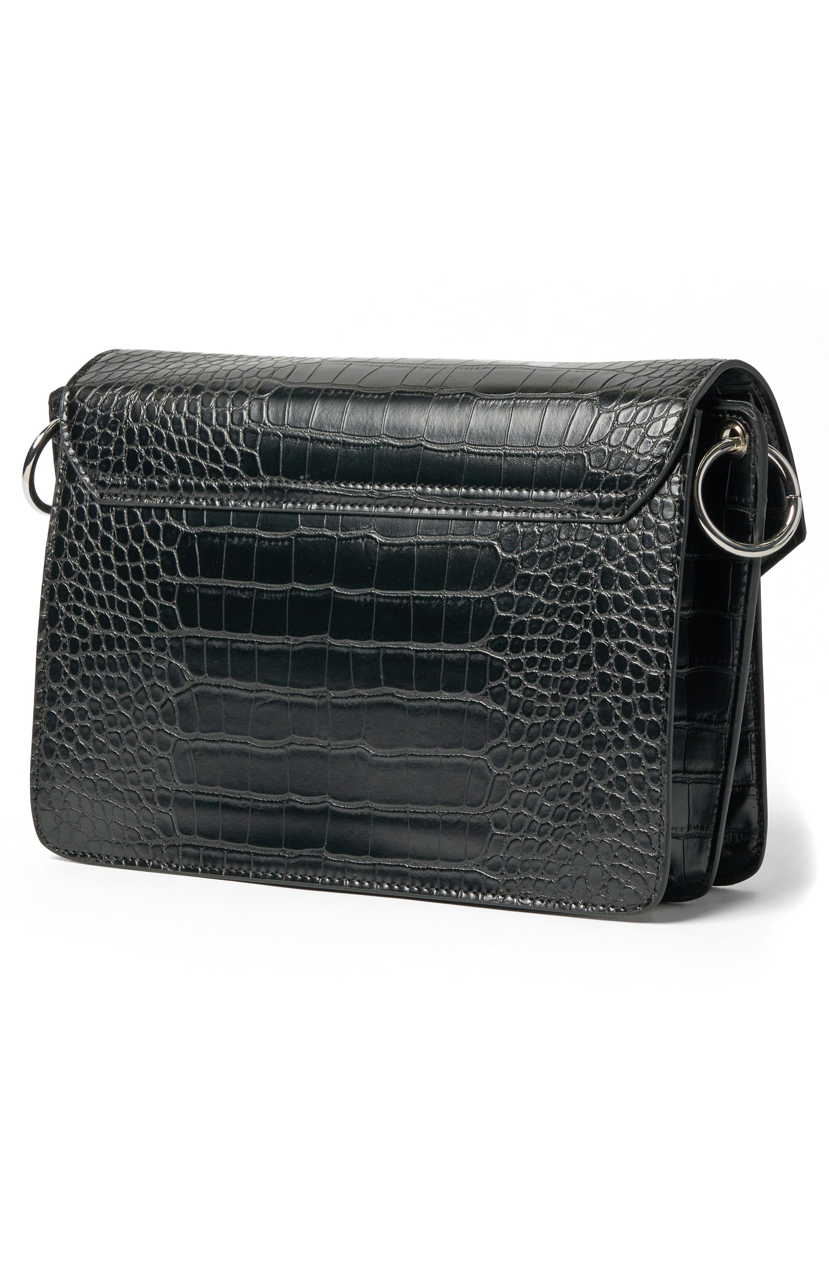 Urban Originals Au Revoir Croc Embossed Vegan Leather Crossbody Bag, Alternate, color, Black