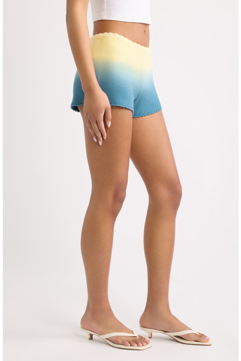 Cleo Dip Dye Knit Shorts, Alternate, color, DANISH BUTTER/ DEEP CANAL
