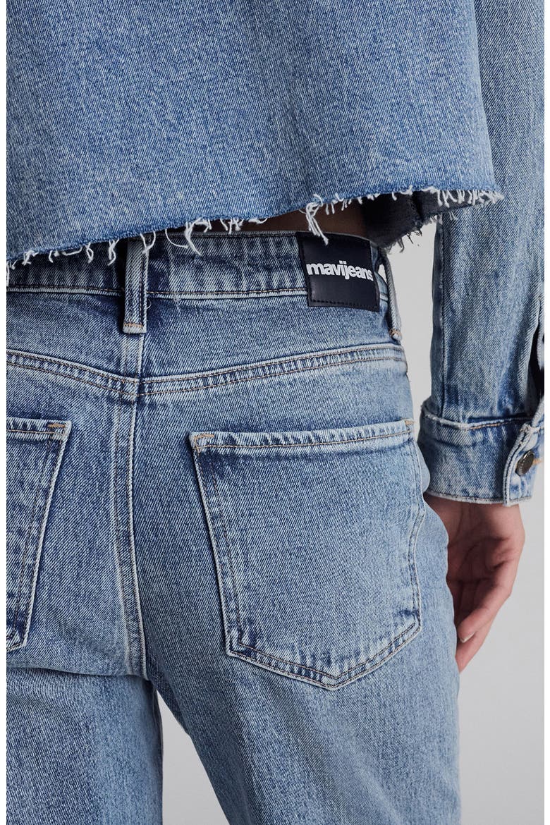 New York Rhinestone Chew Hem Ankle Straight Leg Jeans, Alternate, color, SHINY MID DENIM