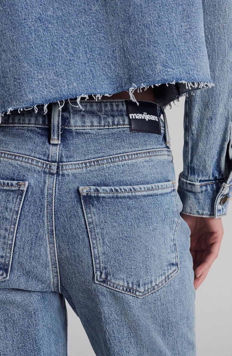 Mavi Jeans New York Rhinestone Chew Hem Ankle Straight Leg Jeans, Alternate, color, Shiny Mid Denim