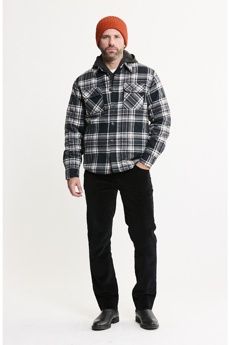 Plaid Flannel Shirt Jacket with Faux-Fur Lining, Alternate, color, PLAID BLACK