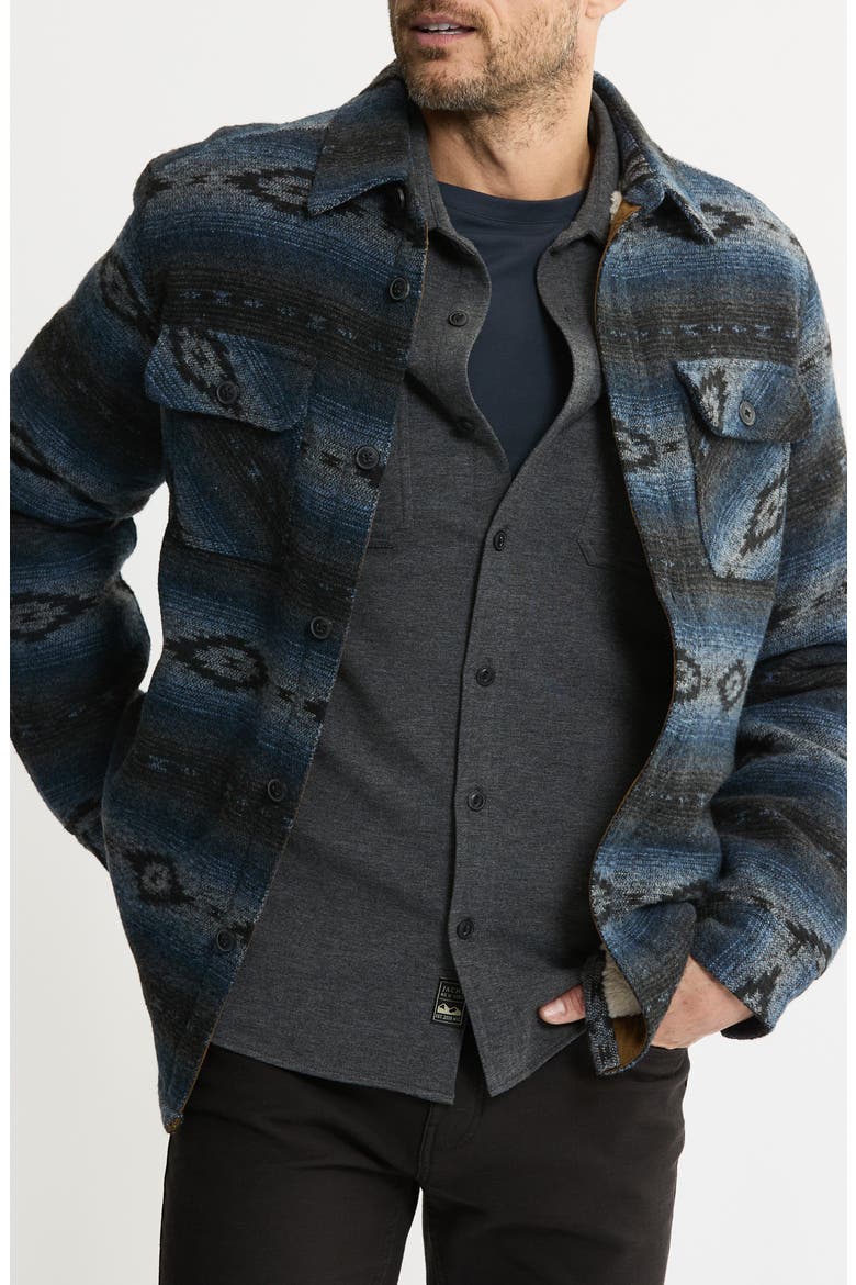 Geometric Jacquard Faux Shearling Lined Jacket, Main, color, GREY AZTEC