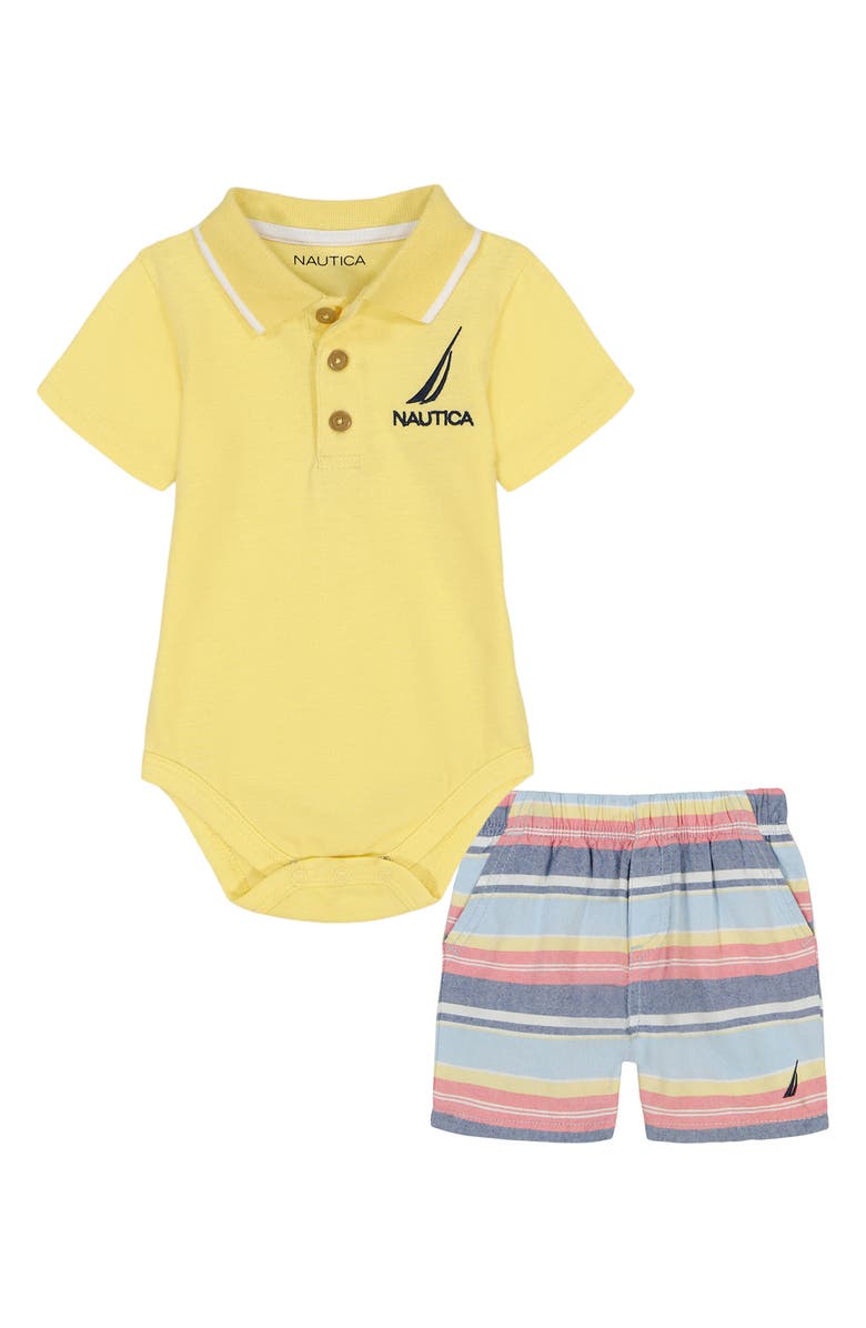 Nautica Polo Bodysuit & Shorts Set, Main, color,