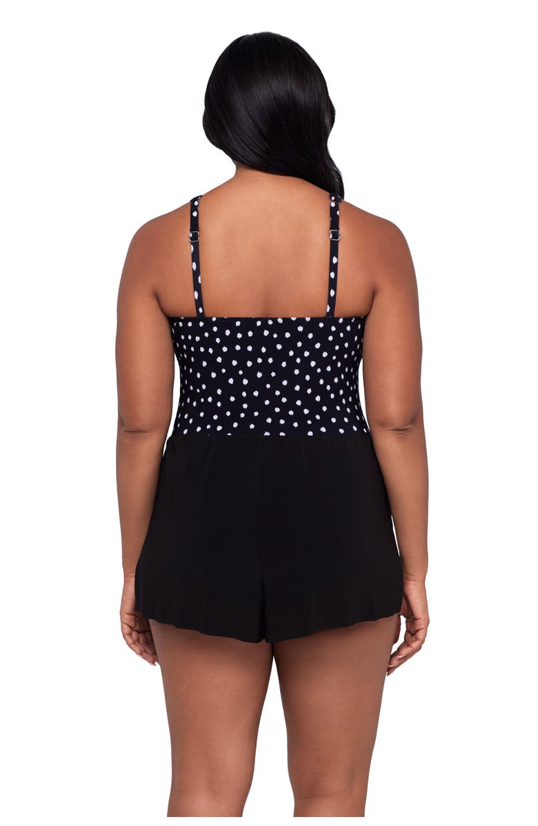 Trimshaper Kim Surplice Control Swim Romper with Pockets, Alternate, color, Confetti Dot