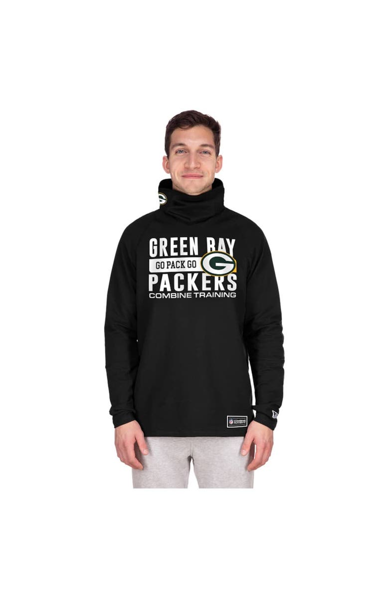 New Era Men's New Era Black Green Bay Packers Functional Fandom Balaclava Helmet Stripe Tri-Blend Hoodie, Alternate, color, Black