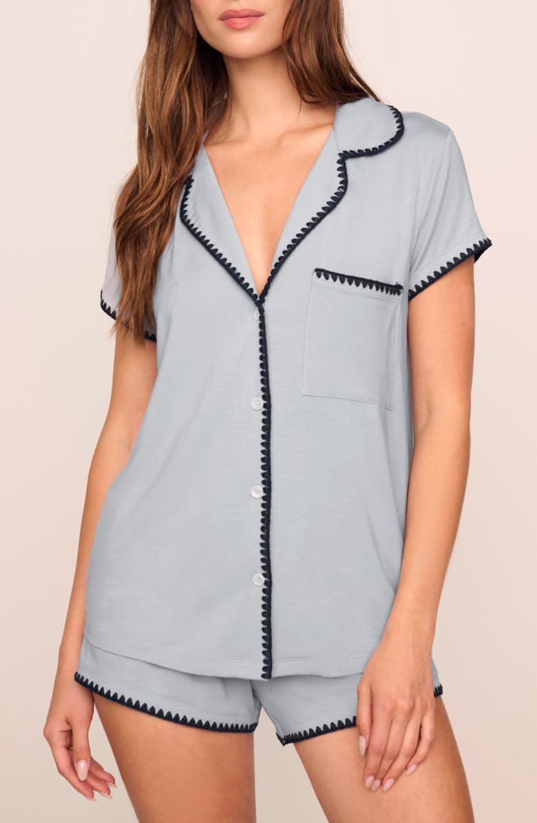 Eberjey Frida Short Pajamas, Main, color, Gray Dawn/ Navy