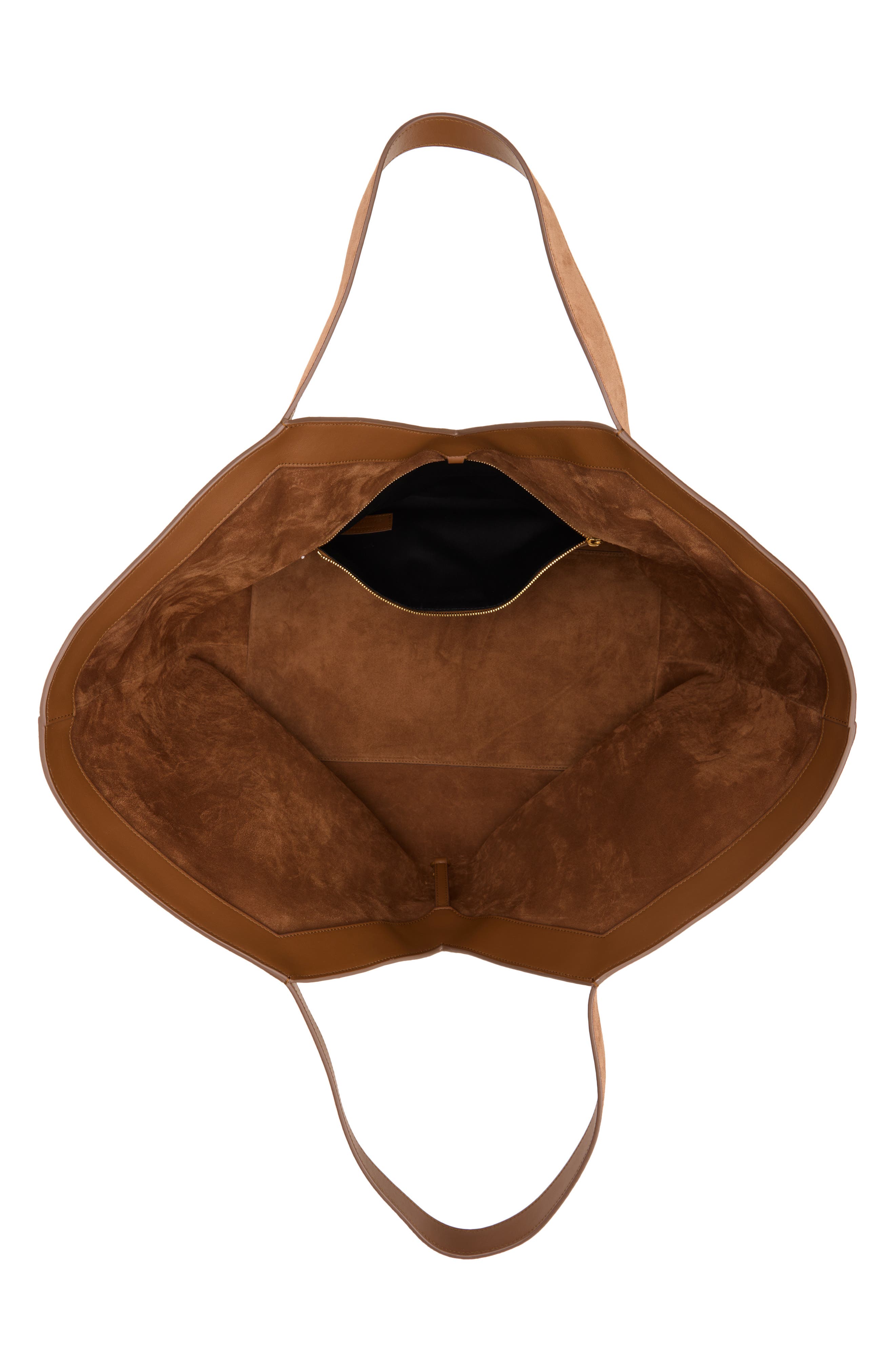 Y Suede Tote, Alternate, color, DARK CARAMEL COGNAC