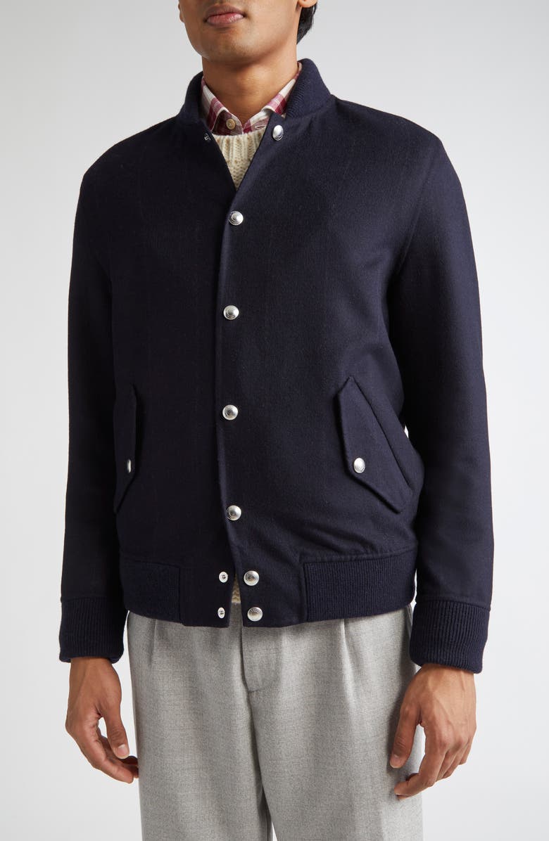Eleventy Wool Bomber Jacket, Alternate, color, 11 Navy Blue