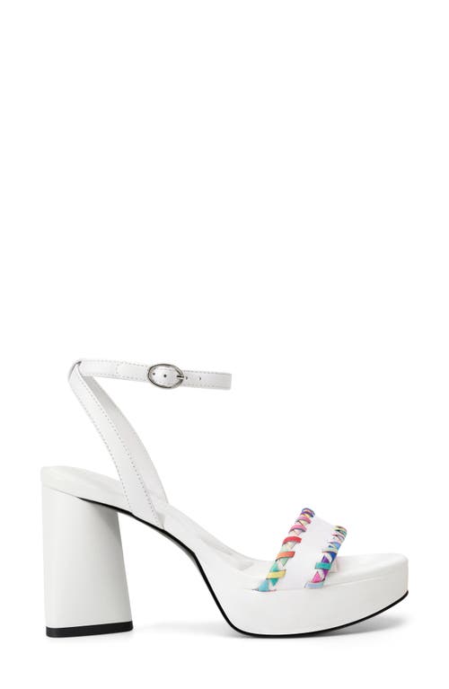 Karl Lagerfeld Paris Haden Ankle Strap Platform Sandal In Bright White